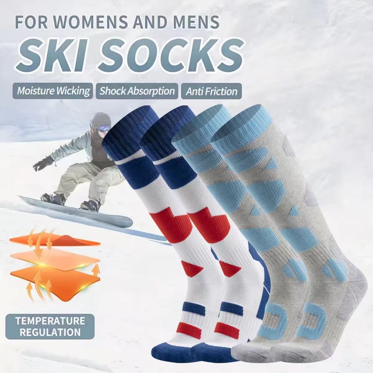 Thermal Sock Winter - Thermische Winter-Skisocken aus dickem Baumwollstoff für