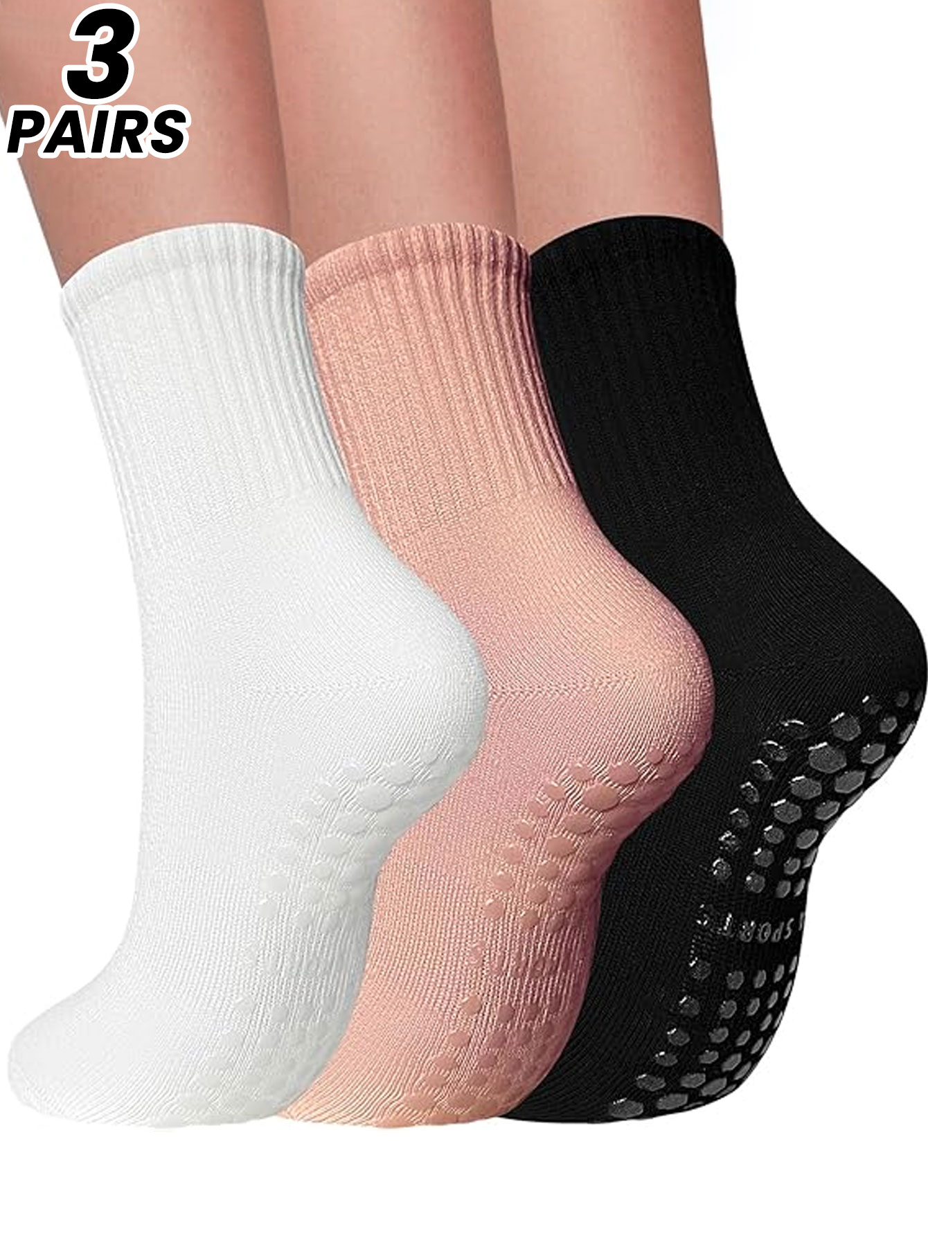Grip Sock Yoga - 3 Paar professionelle Yoga-Socken für Frauen,
